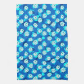 Linge De Cuisine Water Lily Motif, Turquoise, Bleu et Blanc (Vertical)