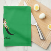 Linge De Cuisine Watercolor botanical green initial monogram (Quart Plié)