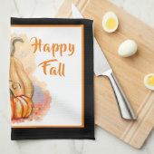 Linge De Cuisine Watercolor Citrouille Trio Happy Fall (Quart Plié)