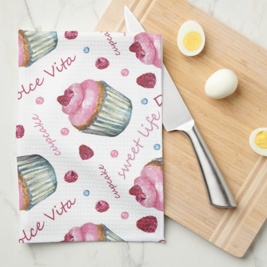 Linge De Cuisine Watercolor cupcakes (Quart Plié)