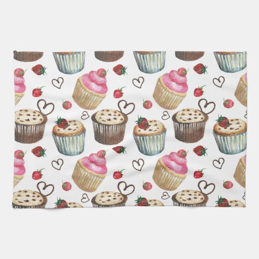 Linge De Cuisine Watercolor cupcakes (Horizontal)