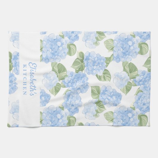 Linge De Cuisine Watercolor Hydrangea Name (Horizontal)