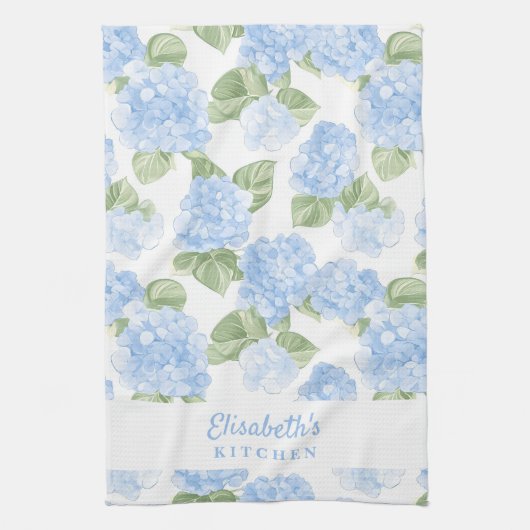 Linge De Cuisine Watercolor Hydrangea Name (Vertical)