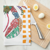 Linge De Cuisine Watercolor Lobster Crustacean Kitchen Towel (Quart Plié)