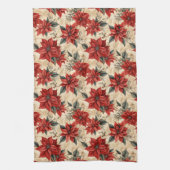 Linge De Cuisine Watercolor Poinsettia Towel Rustic Christmas Style (Vertical)