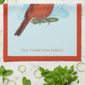 Linge De Cuisine Watercolor Red Cardinal Bird Merry Christmas (Plié)