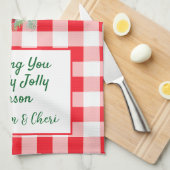 Linge De Cuisine Watercolor Santa Red Check Jolly Christmas (Quart Plié)