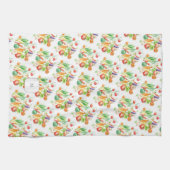 Linge De Cuisine Watercolor vegetables pattern monogrammed (Horizontal)