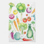 Linge De Cuisine Watercolor vegetables pattern monogrammed (Vertical)