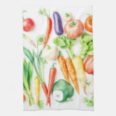 Linge De Cuisine Watercolor vegetables pattern monogrammed (Vertical)