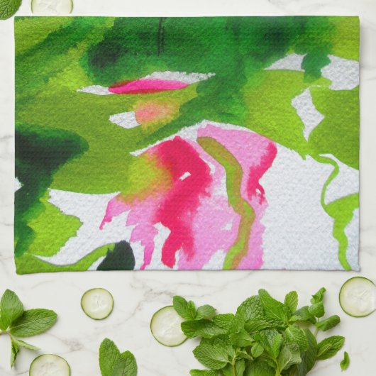Linge De Cuisine Waterlily abstract watercolour flower art (Plié)