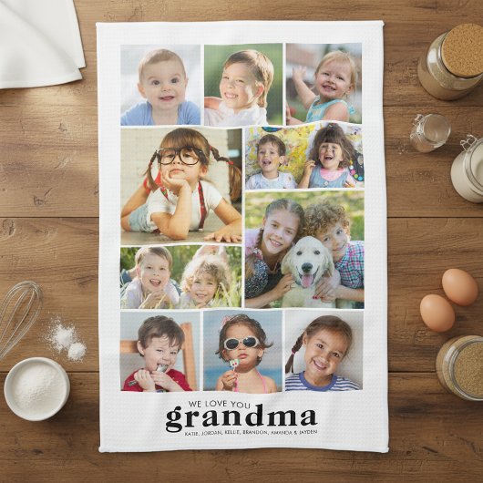 Linge De Cuisine We Love You Grandma 10 Photo Collage Names Modern