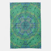 Linge De Cuisine Weaver Mandala Vert et Bleu (Vertical)
