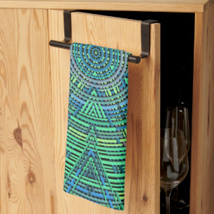 Linge De Cuisine Weaver Mandala Vert et Bleu