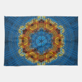 Linge De Cuisine Weer Mandala bleu jaune et rouge (Horizontal)