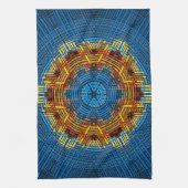 Linge De Cuisine Weer Mandala bleu jaune et rouge (Vertical)