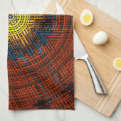 Linge De Cuisine Weer Mandala orange jaune et bleu (Quart Plié)