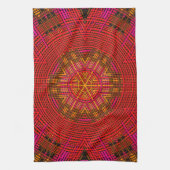 Linge De Cuisine Weer Mandala rouge rose et jaune (Vertical)