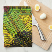 Linge De Cuisine Weer Mandala vert jaune et rouge (Quart Plié)