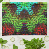 Linge De Cuisine Weer Mandala Vert Rouge et Bleu (Plié)