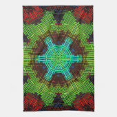Linge De Cuisine Weer Mandala Vert Rouge et Bleu (Vertical)