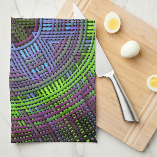 Linge De Cuisine Weer Mandala vert violet et bleu (Quart Plié)