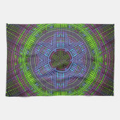 Linge De Cuisine Weer Mandala vert violet et bleu (Horizontal)