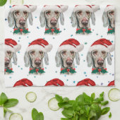 Linge De Cuisine Weimaraner Chien race Étoiles de Noël (Plié)