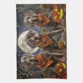 Linge De Cuisine Weimaraner Halloween Épouvantable  (Vertical)