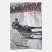 Linge De Cuisine Weimaraner Laisser Neige Noël (Vertical)