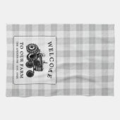 Linge De Cuisine Welcome Family Nom Farm Tractor White Plaid (Horizontal)