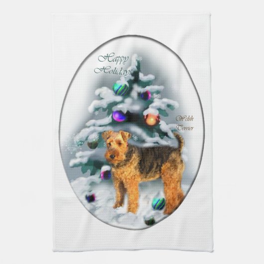 Linge De Cuisine Welsh Terrier Christmas (Vertical)