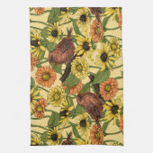 Linge De Cuisine Wens et fleurs sur jaune pâle (Vertical)