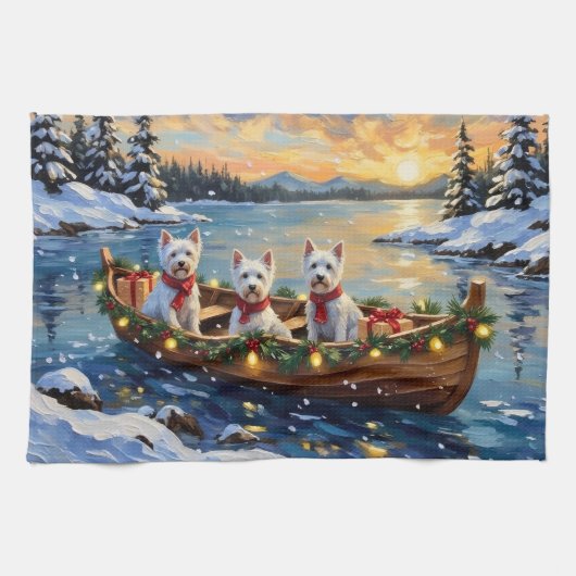 Linge De Cuisine West Highland White Terrier Christmas Boat Holiday (Horizontal)
