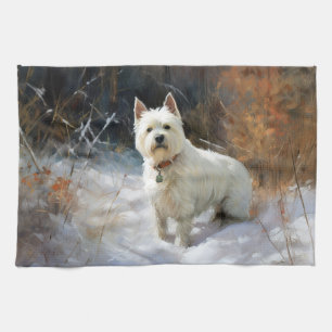 Linge De Cuisine West Highland White Terrier Laissez Tomber la Neig