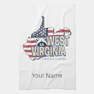 Linge De Cuisine West Virginia États-Unis Carte Retro Vintage USA