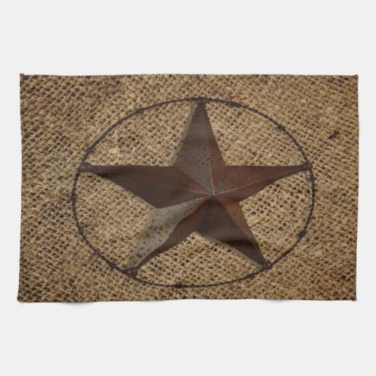 Linge De Cuisine Western Country Rustic Burlap Primitif Texas Star (Horizontal)