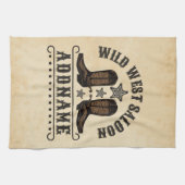 Linge De Cuisine Western Cowboy Boots AJOUTER LE NOM Sheriff Spurs (Horizontal)