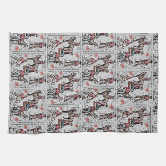 Linge De Cuisine Western Rodeo Cowboys Roping  (Horizontal)