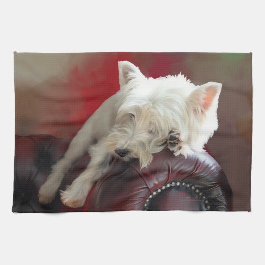 Linge De Cuisine Westie au repos (Horizontal)