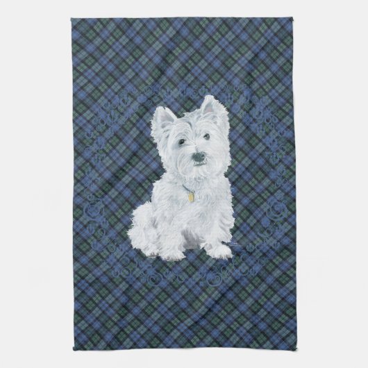Linge De Cuisine Westie Black Watch Tartan (Vertical)