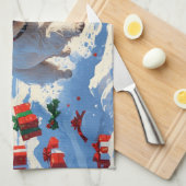 Linge De Cuisine Westie coule en neige avec le Casquette de Noël (Quart Plié)