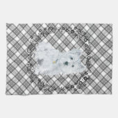 Linge De Cuisine Westie sur Tartan (Horizontal)