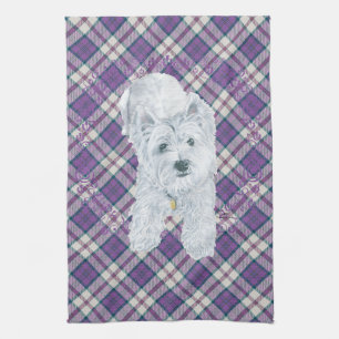 Linge De Cuisine Westie sur Tartan