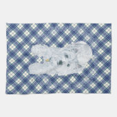 Linge De Cuisine Westie sur Tartan (Horizontal)