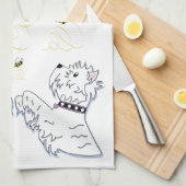 Linge De Cuisine Westies et abeilles (Quart Plié)