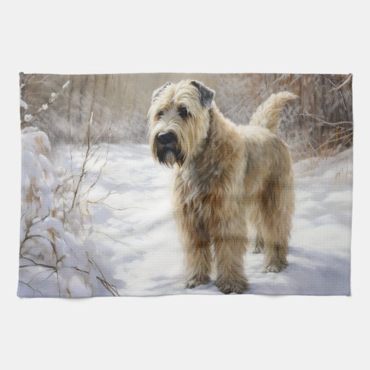 Linge De Cuisine Wheaten Terrier Laisser neiger Noël (Horizontal)
