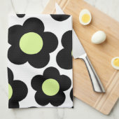 Linge De Cuisine Whimsical Black & Lime Green Floral Retro Cheerfu (Quart Plié)