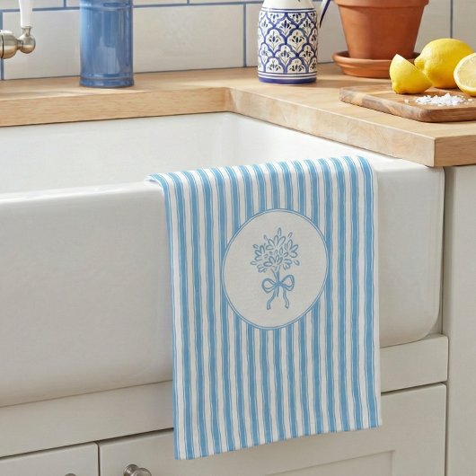 Linge De Cuisine Whimsical Blue White Stripe Preppy