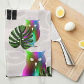 Linge De Cuisine Whimsical Boho Owl & Tropical Monstera Leaf (Quart Plié)